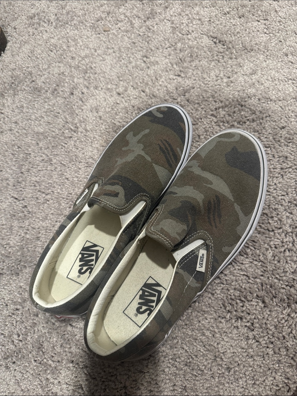 Vans  Slip-On Camo Canvas Sneakers - Green/Brown